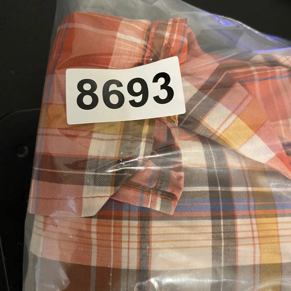 Orvis Button Up Shirt Mens XL Orange Plaid Classic Fit Linen Blend Short Sleeve - Picture 10 of 10